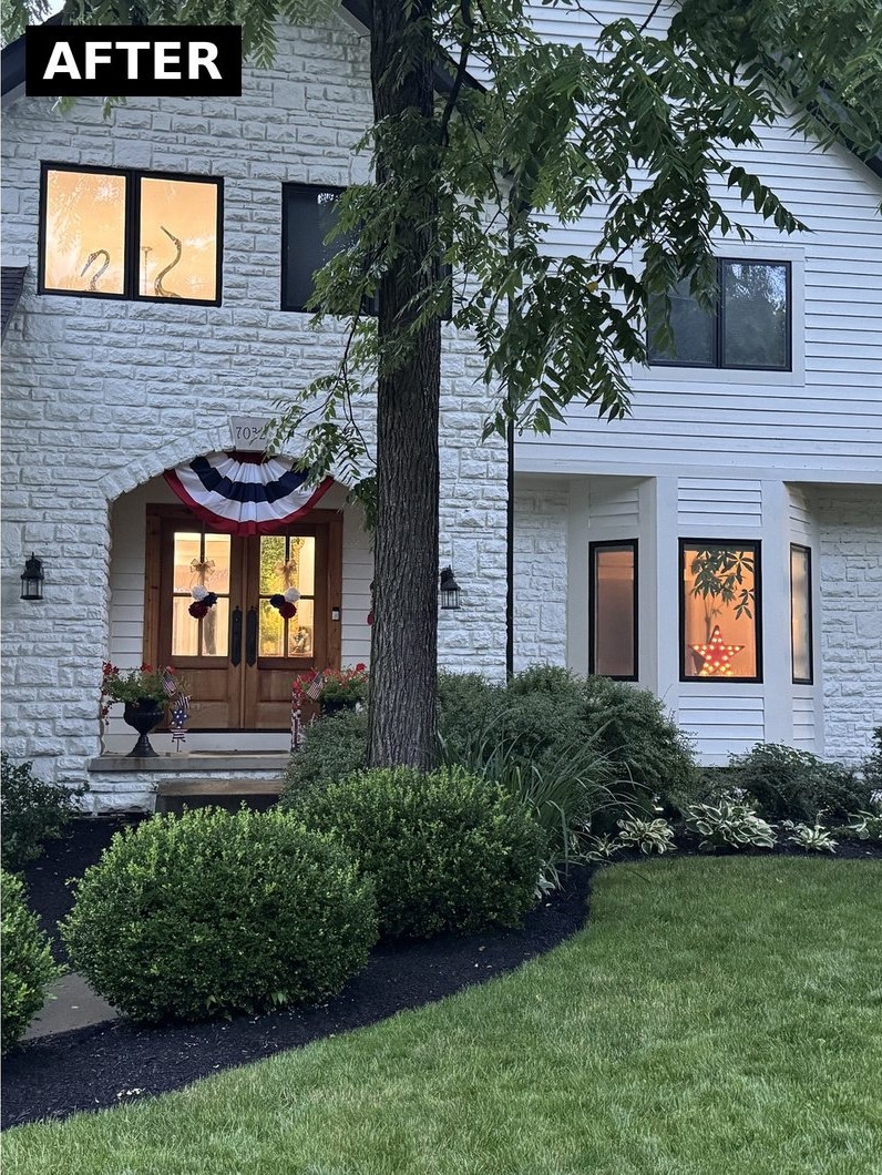 After: exterior repainted bright white in Dublin, OH by A&A Painting