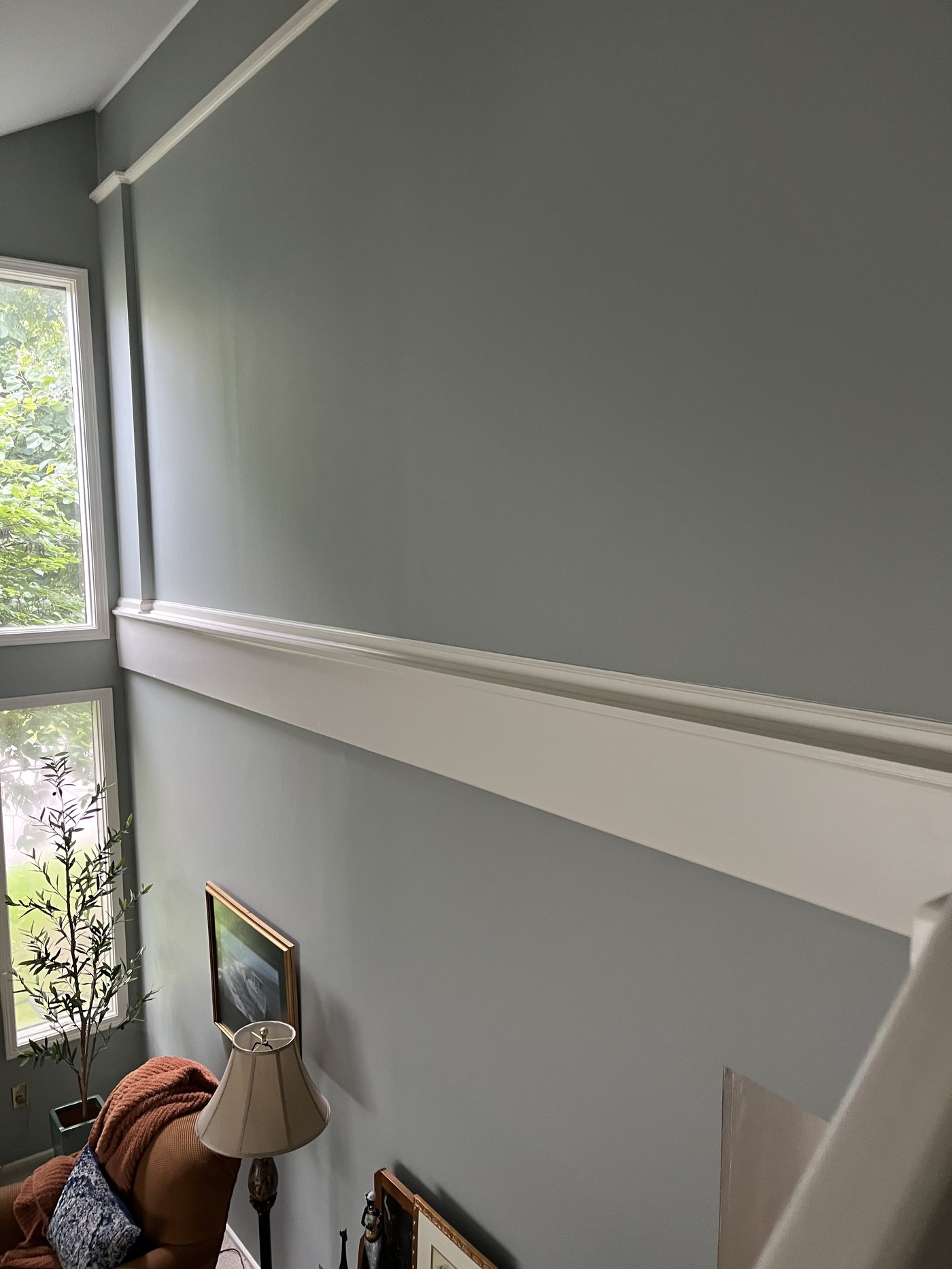 Painted stairway and chair rail in Upper Arlington, OH